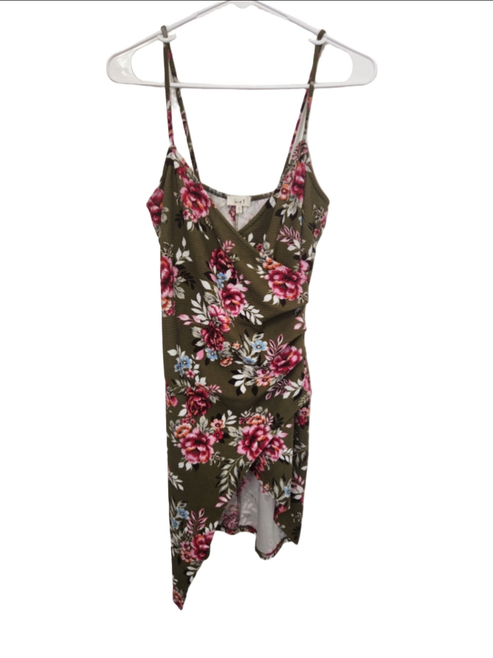 Love J Floral Mini Dress Olive Pink Size M